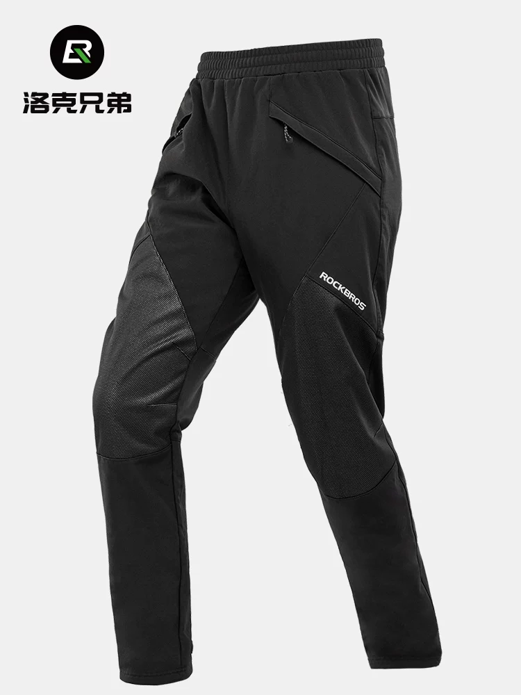 Quần thể thao ấm áp Rock Brothers chống gió, thể dục thông thường, chạy bộ, unisex ngoài trời, quần đi xe đạp lông cừu mùa thu đông