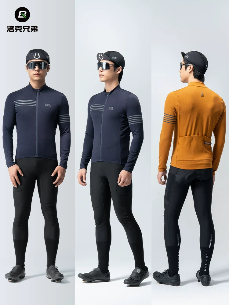 Áo thể thao đạp xe dài tay Rock Brothers dành cho nam, ấm áp và chống gió, áo thể thao dành cho xe đạp đường trường và leo núi cho mùa thu đông.