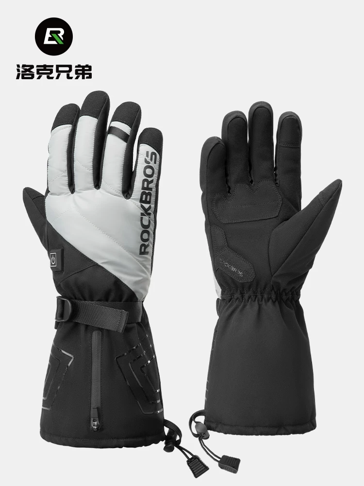 Rock Brothers Găng Tay Xe Đạp Mùa Đông Điện Làm Nóng Xe Máy Xe Điện Ngoài Trời Trượt Tuyết Găng Tay Ấm Màn Hình Cảm Ứng Unisex