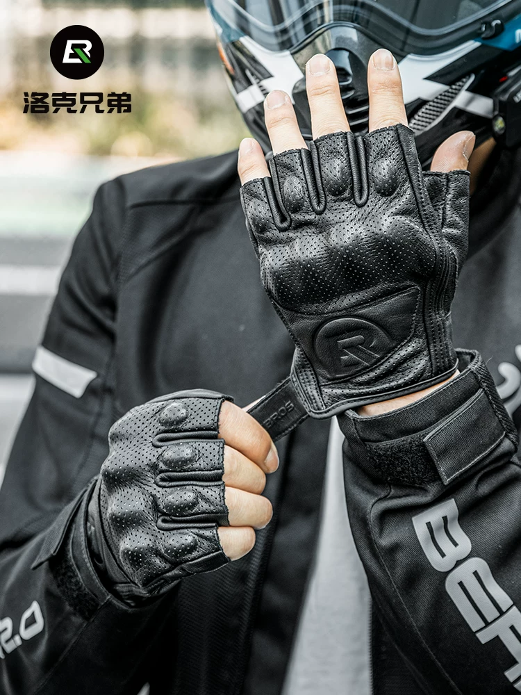 Găng tay đi xe máy Rock Brothers dành cho nam, găng tay nửa ngón mỏng mùa hè, đồ bảo hộ chống ngã địa hình, thiết bị dành cho người lái xe.