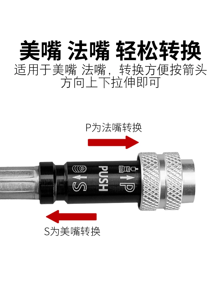 Máy bơm không khí cầm tay Rock Brothers Máy bơm xe đạp áp suất cao có van Schrader và Presta dành cho xe đạp leo núi và xe đạp đường trường, thiết bị đạp xe