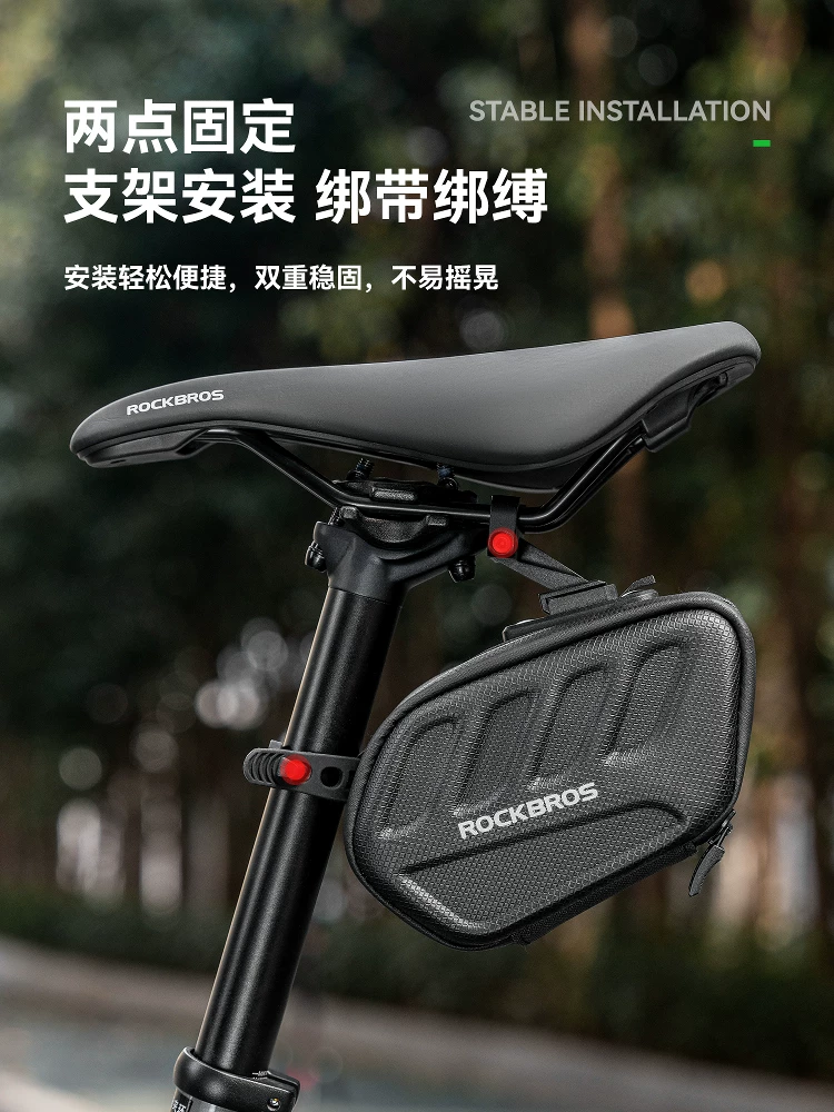 Túi xe đạp Rock Brothers vỏ cứng, có đèn, dành cho xe đường trường, xe leo núi và xe gấp, túi yên xe phía sau