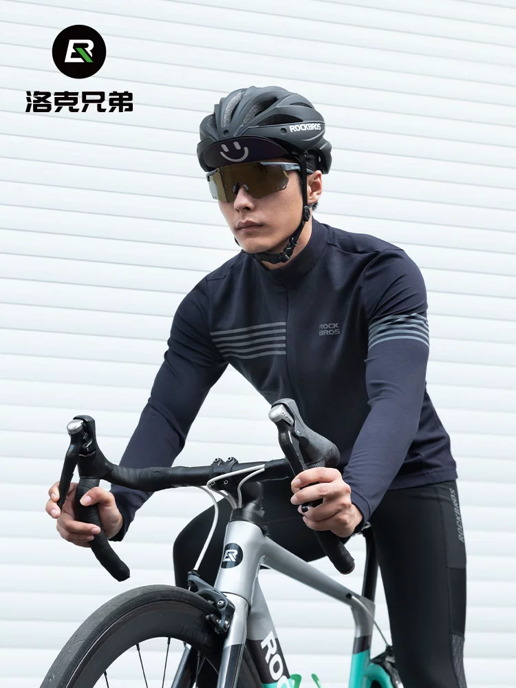 Áo thể thao đạp xe dài tay Rock Brothers dành cho nam, ấm áp và chống gió, áo thể thao dành cho xe đạp đường trường và leo núi cho mùa thu đông.
