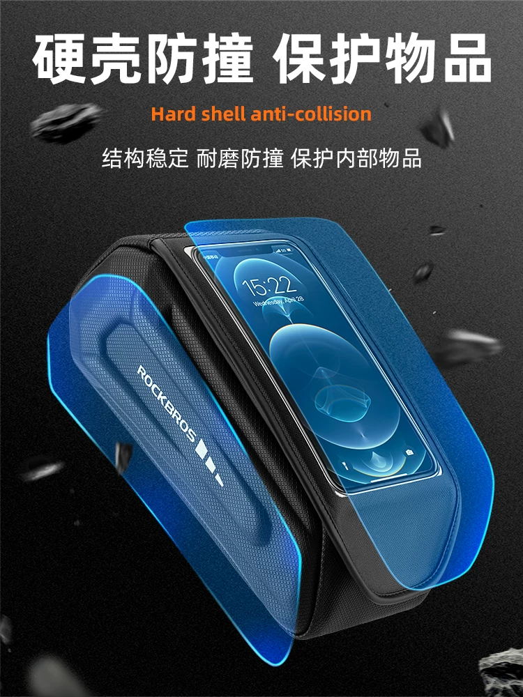 Túi đựng xe đạp Rock Brothers, túi đựng trên khung xe, túi khung xe phía trước, túi đựng điện thoại vỏ cứng, xe đạp leo núi và thiết bị đi xe đạp đường trường.