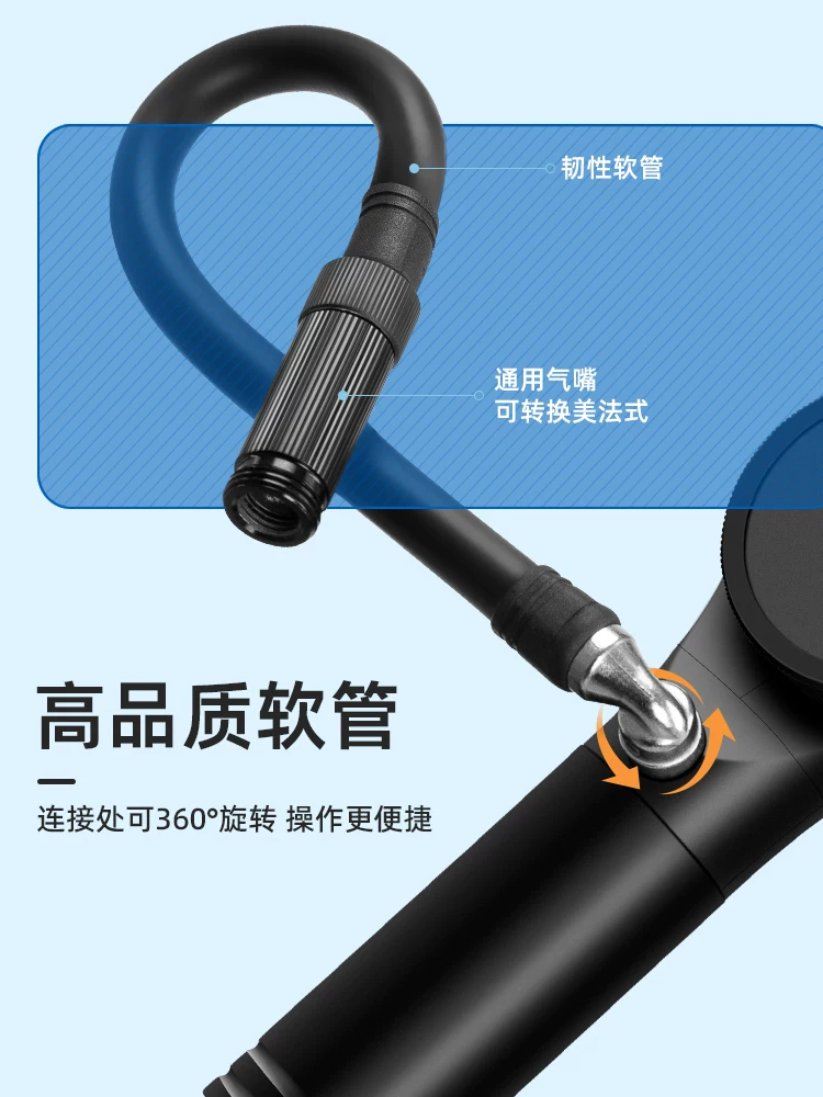 Máy bơm xe đạp Rock Brothers Máy đo áp suất cầm tay áp suất cao mini xe đạp đường trường và xe đạp leo núi Máy bơm không khí van Schrader