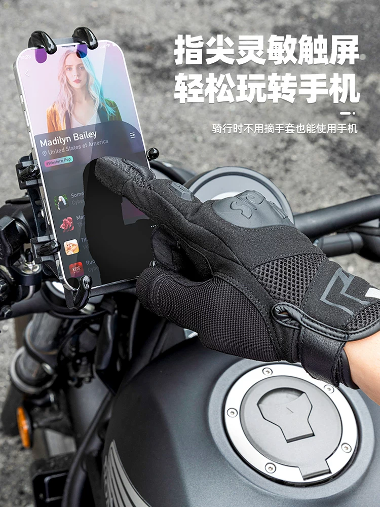 Găng tay đi xe máy Rock Brothers full-finger unisex chống rơi xe đạp tất cả các mùa thiết bị găng tay đi xe máy