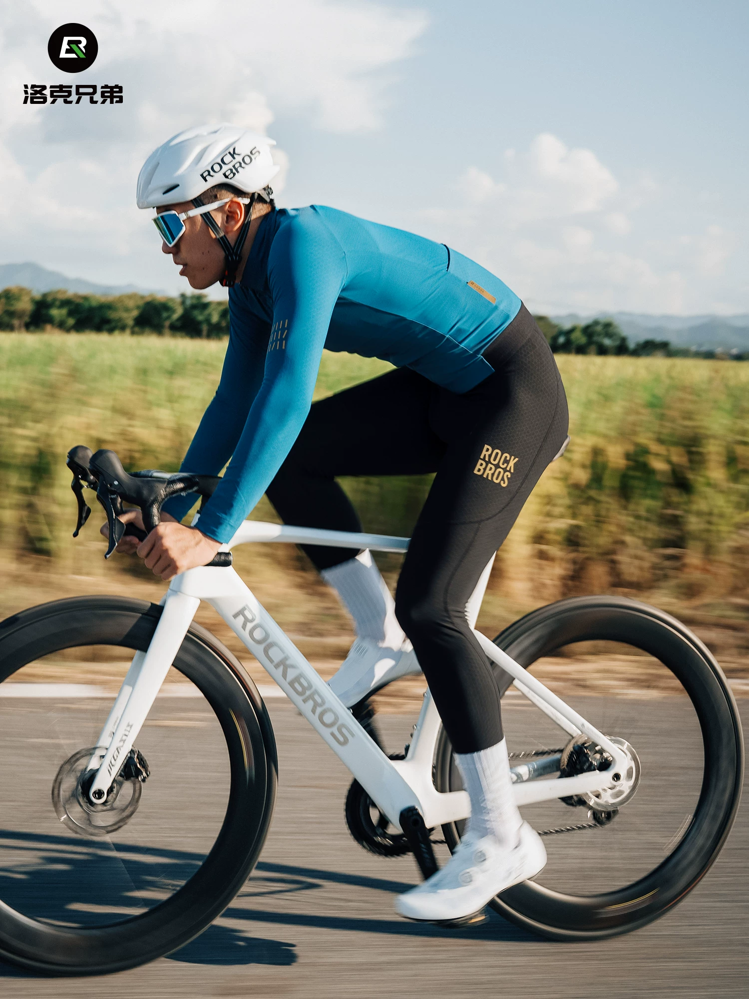 Quần đi xe đạp Rock Brothers quần yếm lông cừu ấm áp chống gió xe đạp đường bộ quần thể thao nam mùa thu đông