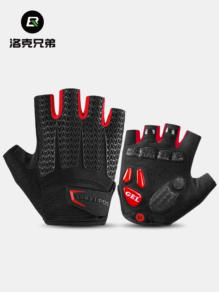 Găng tay đi xe đạp Rock Brothers nửa ngón mùa hè dành cho nam và nữ xe đạp đường trường thiết bị xe đạp leo núi hấp thụ sốc và thoáng khí