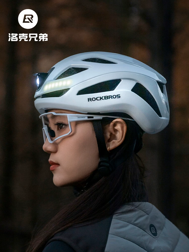 Mũ bảo hiểm đi xe đạp Rock Brothers có đèn xe đạp, đèn trước, đèn hậu, sạc phát sáng, thiết bị xe đạp đường trường và leo núi dành cho nam và nữ