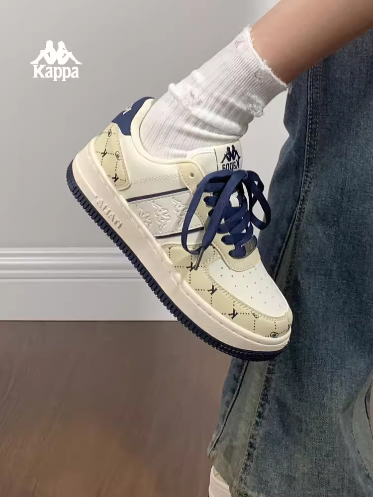 Giày thể thao đế dày họa tiết hoa Kappa dành cho nữ, giày trắng thường ngày, mẫu mới mùa đông 2025, giày thể thao đa năng, phong cách độc đáo