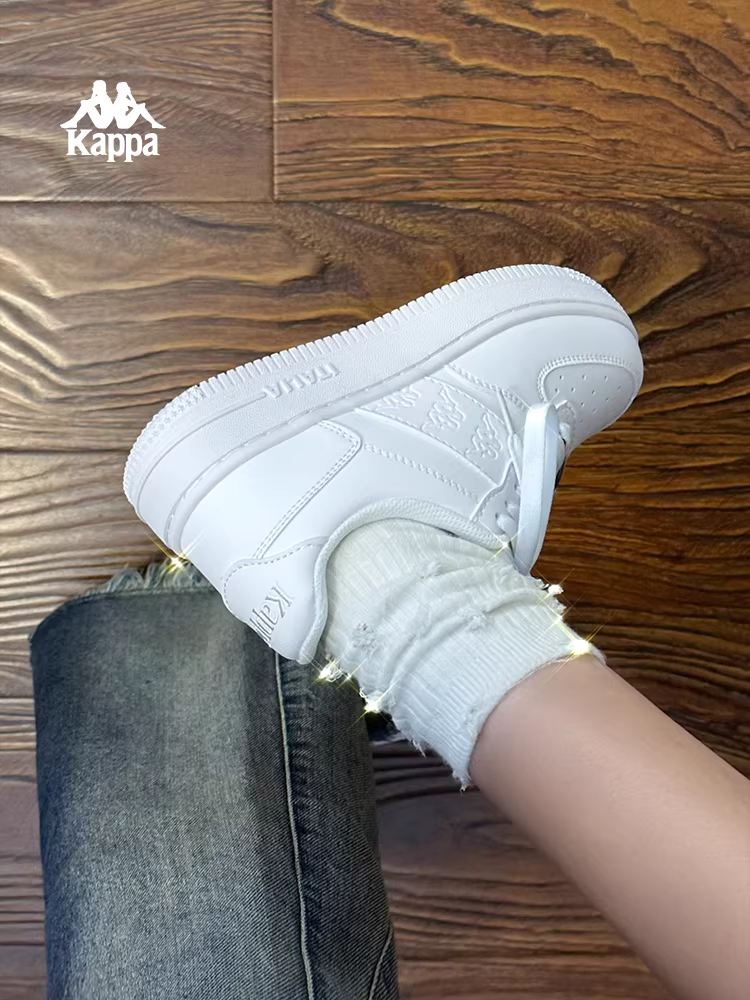 Giày thể thao nữ Kappa mùa đông 2025 kiểu mới, đa năng, cổ điển, màu trắng, đế dày, tăng chiều cao.