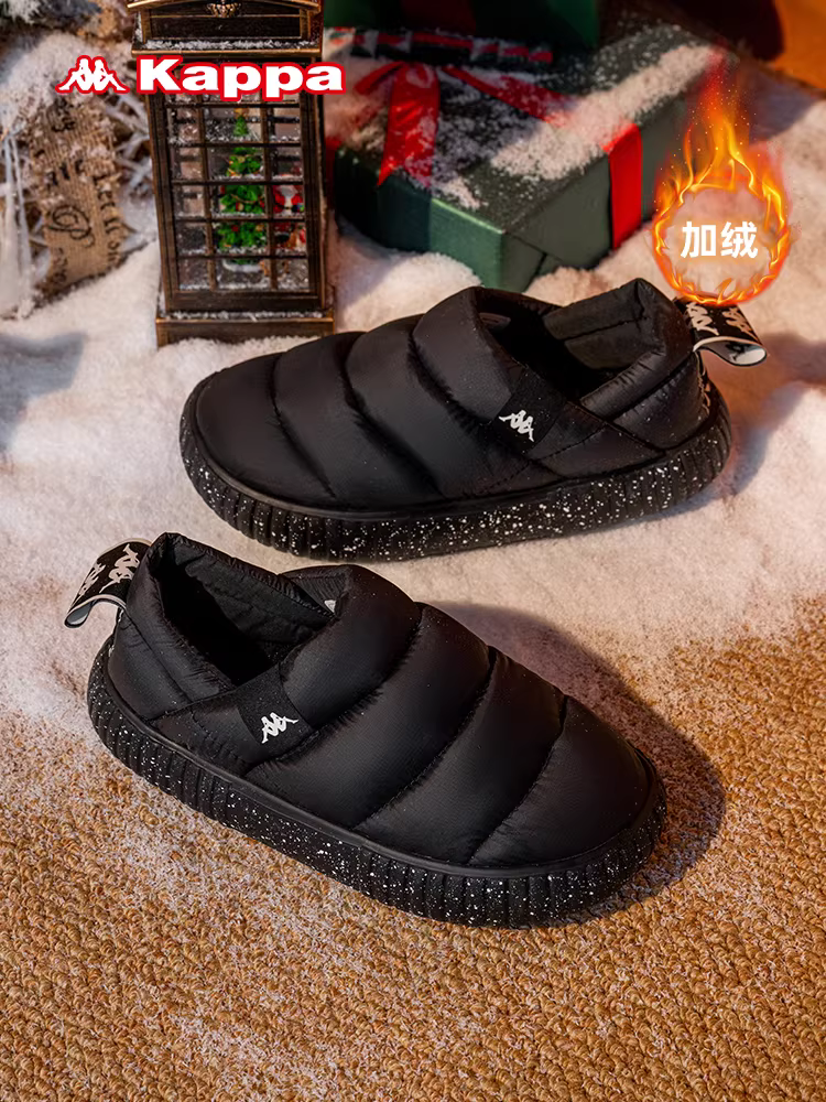 Giày bệt nữ Kappa lót lông cừu mùa đông 2025, kiểu mới, giữ ấm, đế dày, chống trơn trượt