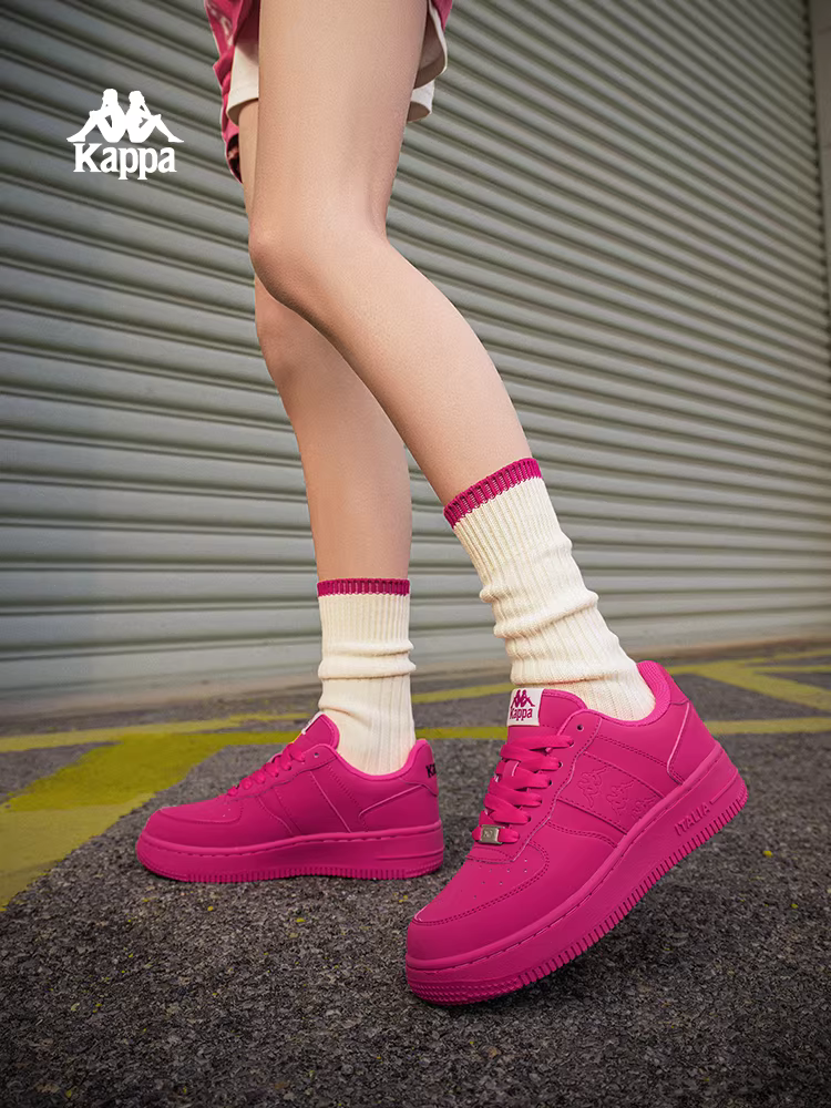 Giày thể thao cổ thấp đế dày màu trắng Kappa retro nữ mùa đông 2025, nhẹ, thể thao, thường ngày