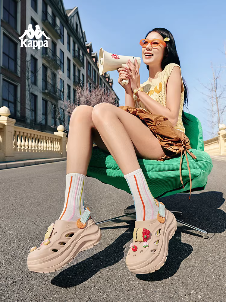 Dép Kappa đế dày tăng chiều cao dành cho nữ mùa hè 2025, kiểu mới, nhẹ, dép đi biển, dép đi ngoài trời, đế mềm, kiểu lười