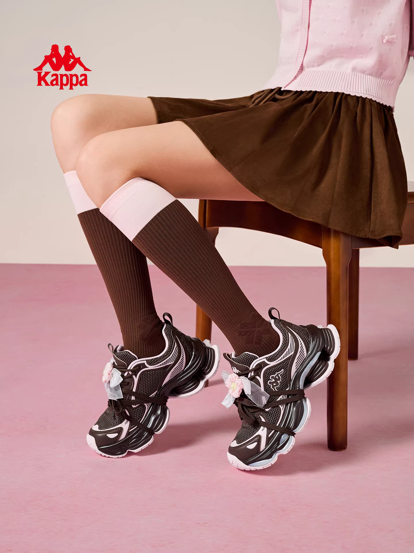 Giày thể thao nữ Kappa đế dày tăng chiều cao kiểu bố mùa đông 2025 mới thời trang giày thể thao cá tính