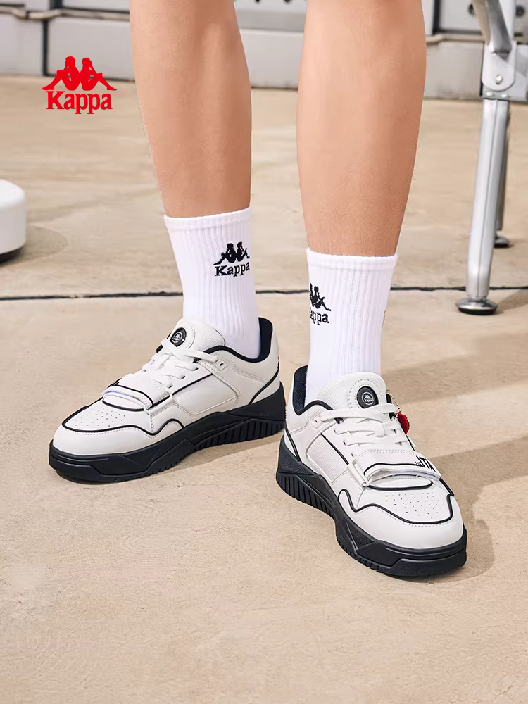 Giày nam Kappa giày thể thao cổ điển mùa đông 2025 phong cách mới Giày trắng có khóa dán phong cách cặp đôi giày thể thao thông thường