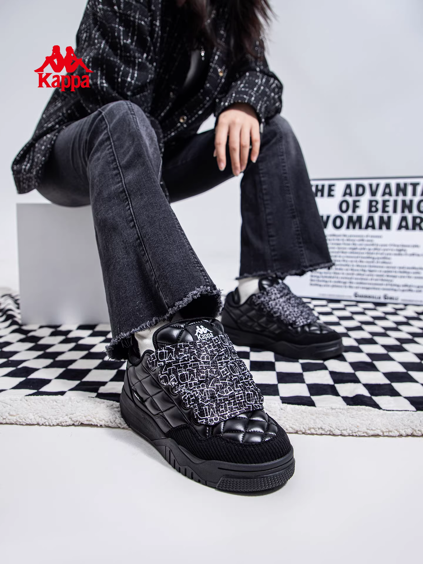 Giày thể thao đế dày Kappa dành cho nữ mùa đông 2025 giày thường màu trắng
