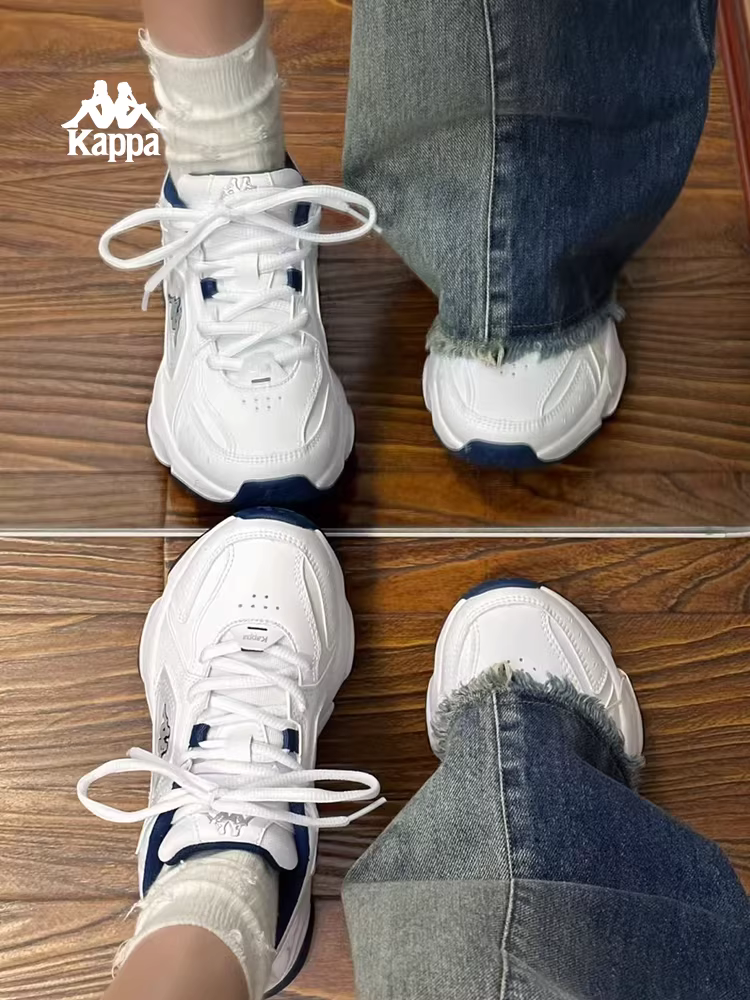 Giày thể thao nữ Kappa mùa đông 2025 kiểu dáng mới, đa năng, màu trắng, cổ thấp, đế dày, thời trang