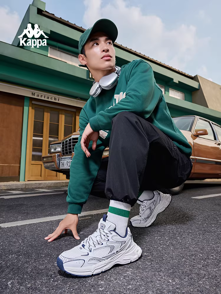 Giày thể thao nam Kappa Hydro Rail mùa đông 2025 đế dày tăng chiều cao kiểu bố giày mềm đế mềm đi chơi chạy bộ