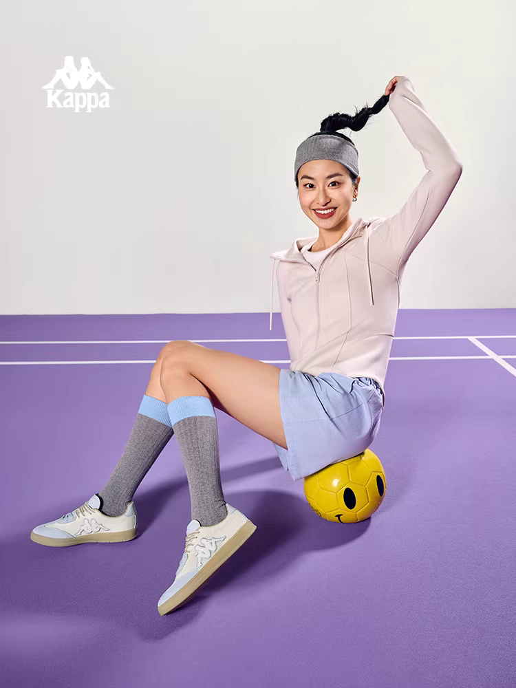 Giày thể thao Kappa màu hồng cổ điển, kiểu dáng thời trang đa năng mùa đông 2025 dành cho nữ, giày trắng nhẹ, giày thể thao