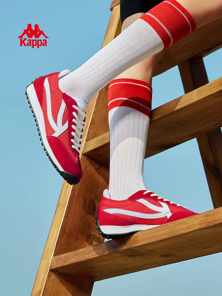 Giày thể thao nhẹ Kappa dành cho nữ mùa đông 2025, kiểu retro đỏ, giày tập luyện đế mềm, giày chạy bộ nhẹ