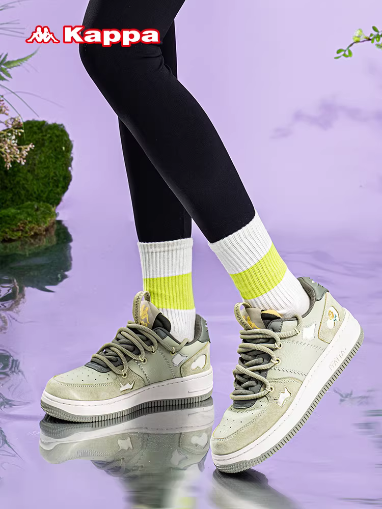 Giày thể thao Kappa nữ mùa đông 2025, đế dày, đa năng, phong cách giản dị, thiết kế độc đáo, giày thể thao retro.