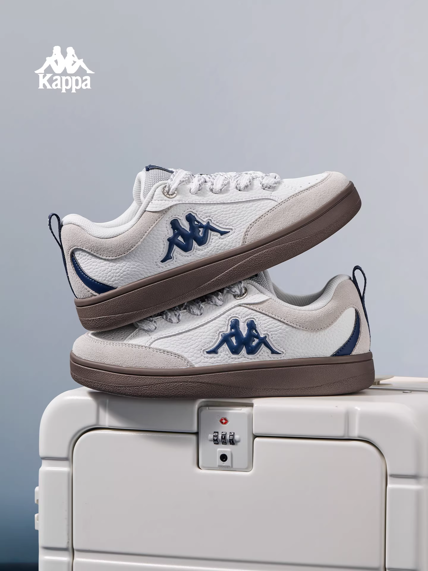 Giày thể thao đế dày nữ Kappa mùa đông 2025 mới phong cách retro màu trắng đế mềm nhẹ