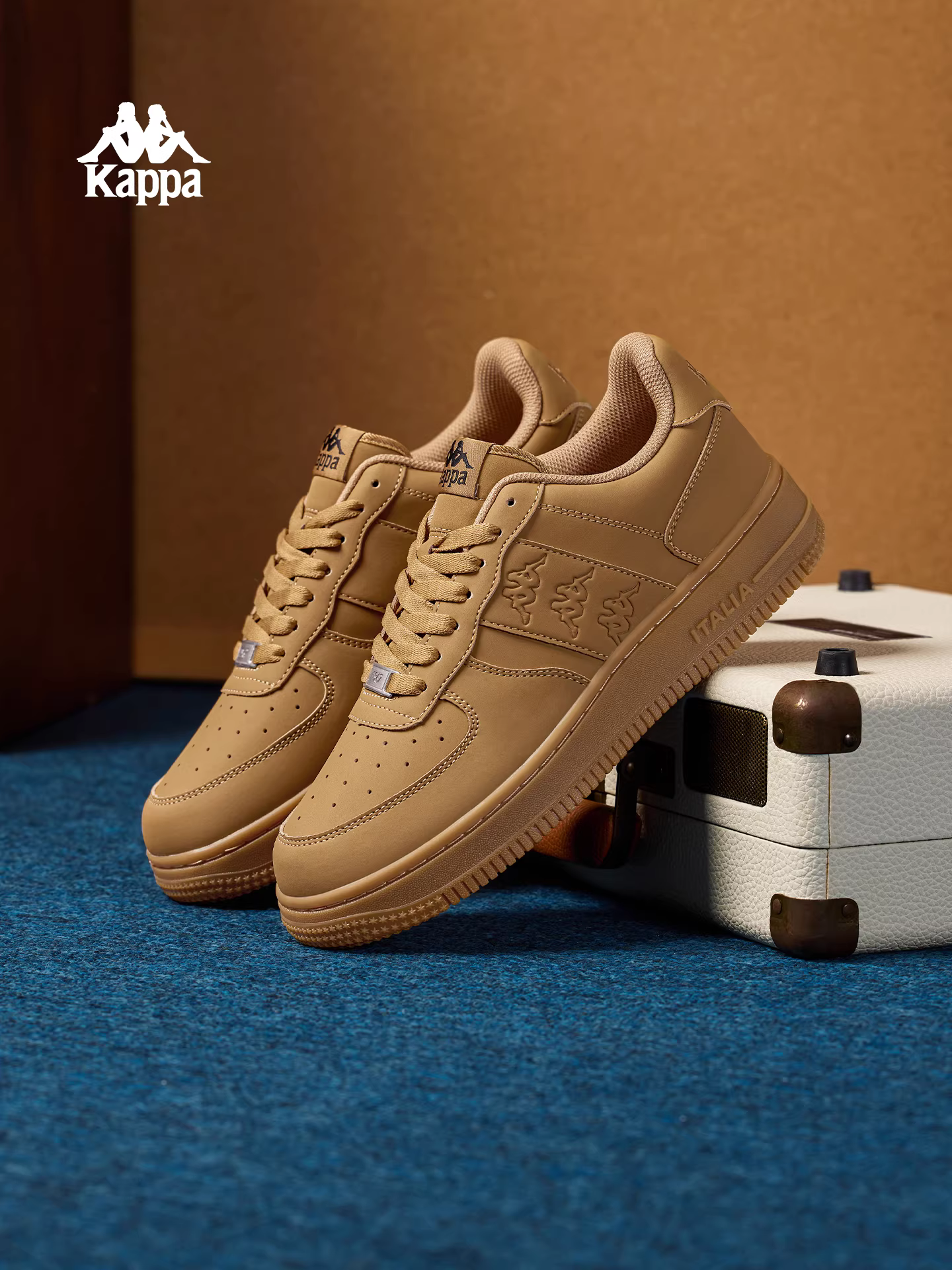 Giày thể thao cổ điển màu nâu Kappa dành cho nữ mùa đông 2025, đế dày, đa năng, phong cách độc đáo, giày thể thao thường ngày
