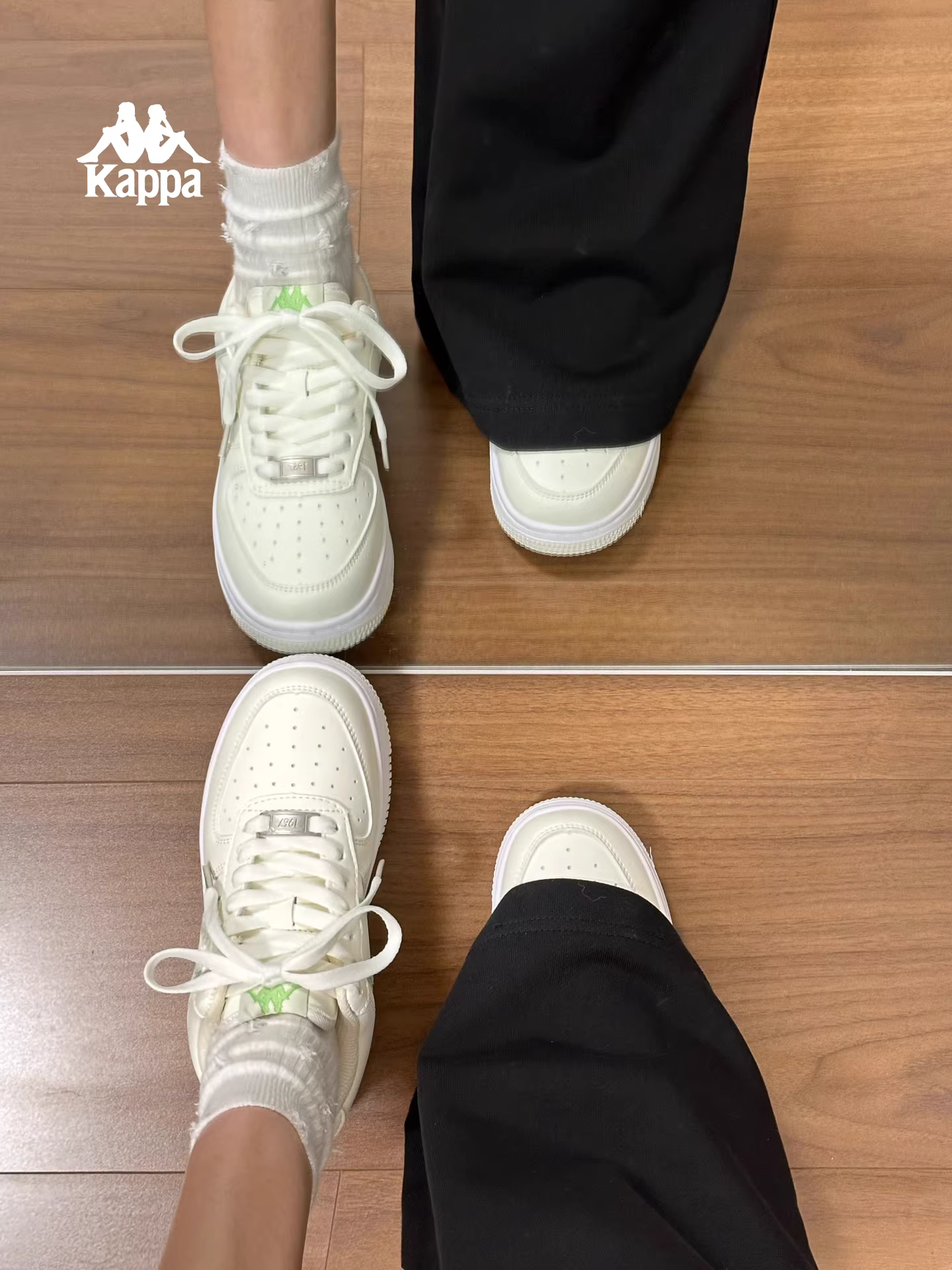 Giày thể thao nữ Kappa đế dày màu trắng mùa đông 2025 kiểu retro cổ thấp đa năng đế mềm giày thường