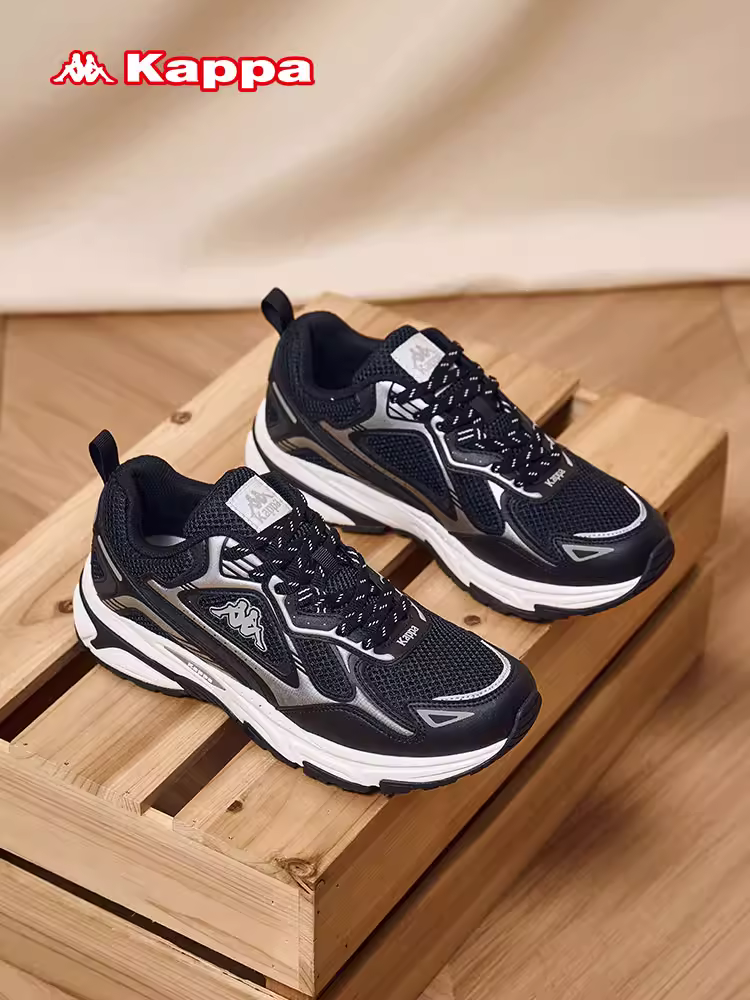 Giày thể thao nam Kappa màu đen, giày chạy bộ nam mùa đông 2025, giày thể thao nam thời trang nhẹ, giày bố