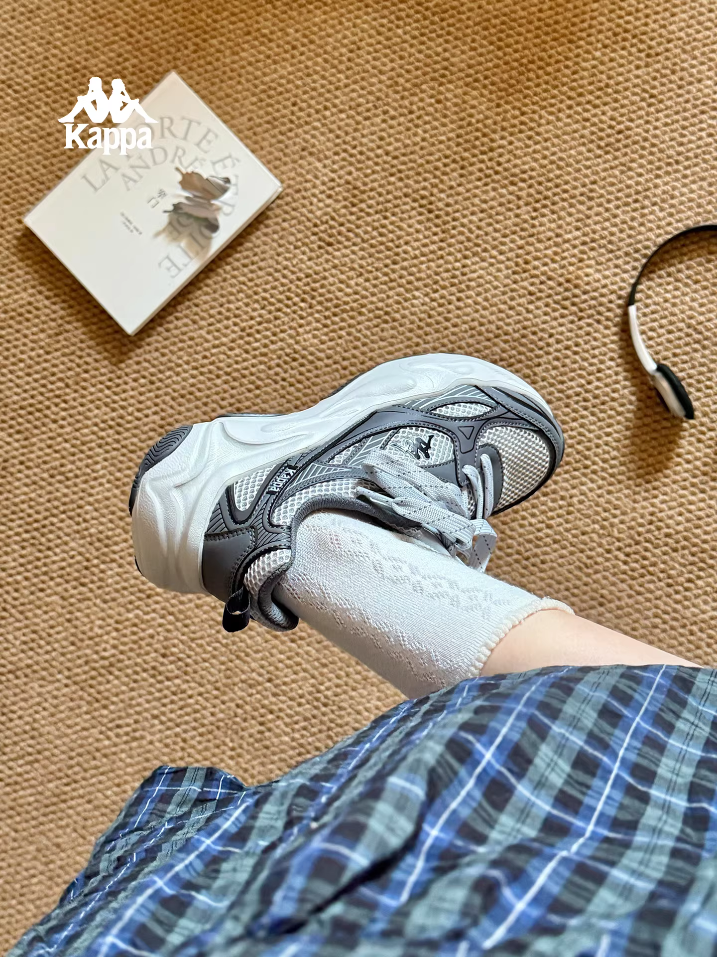 Giày nữ Kappa mùa đông mới, giày thể thao tăng chiều cao nữ 2025, giày bố siêu thời trang, đa năng, đế dày, giày thường ngày