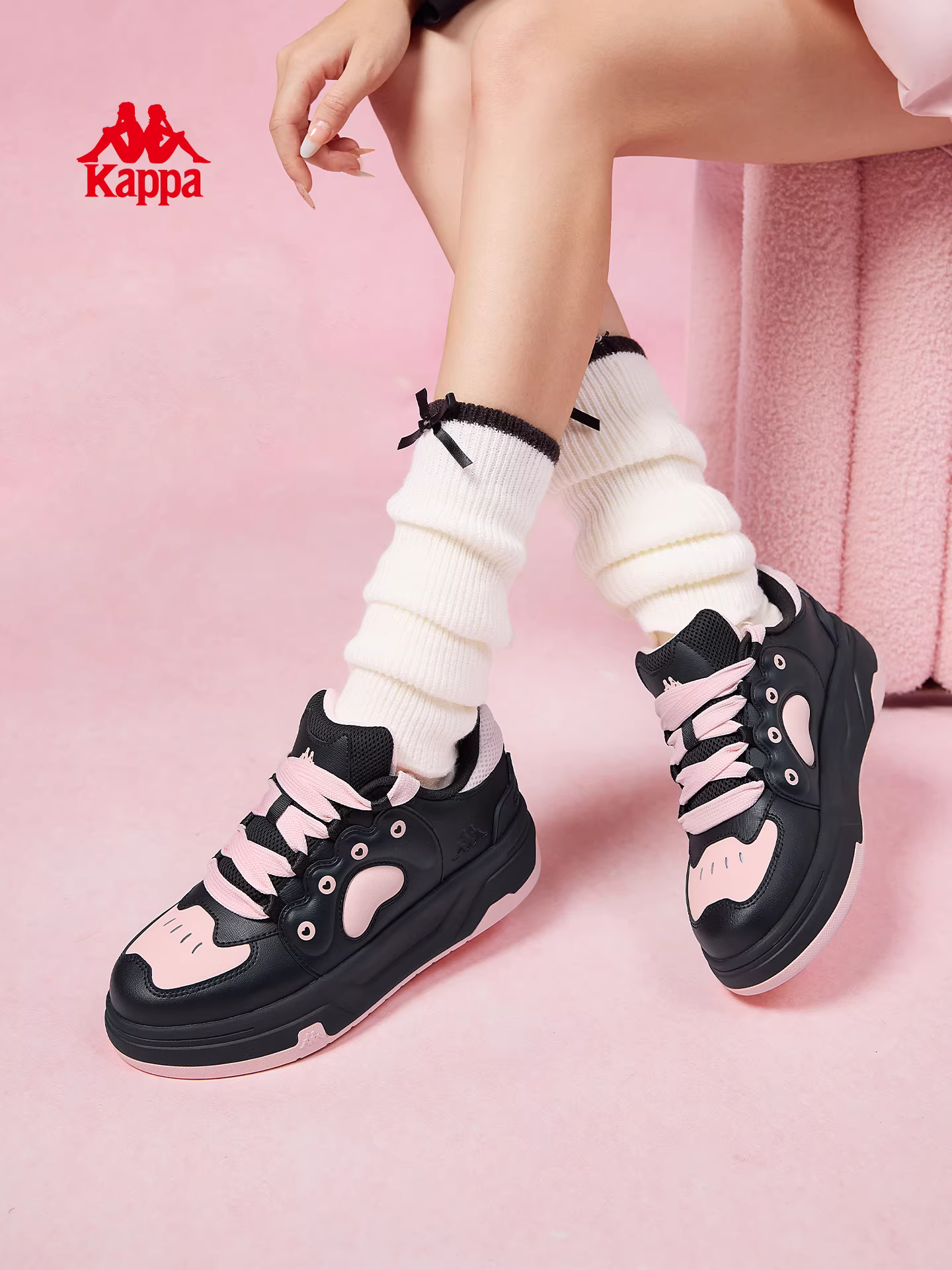 Giày thể thao đế dày Kappa dành cho nữ, giày tăng chiều cao đa năng mới mùa đông 2025, giày thể thao và giải trí độc đáo.