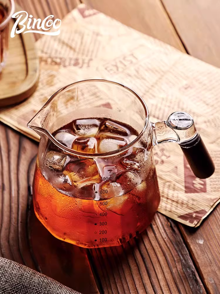 Bình pha cà phê thủy tinh Bincoo, bình pha cà phê thủ công, có vạch chia độ, chịu nhiệt, đa chức năng