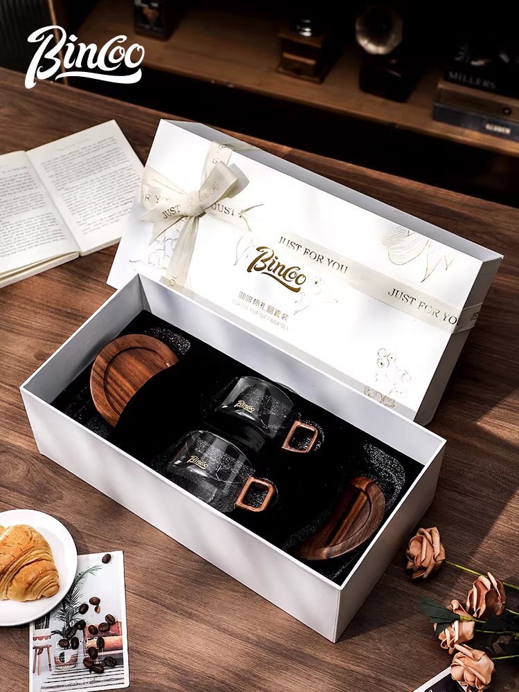 Hộp quà tặng tách trà và đĩa Bincoo, quà lưu niệm đám cưới, quà tân gia, quà sinh nhật, cặp tách thủy tinh