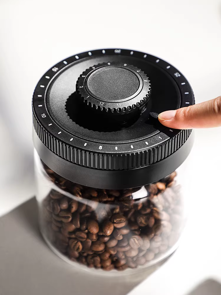 Hũ đựng cà phê Bincoo, chất liệu thủy tinh cấp thực phẩm, nắp gỗ kín hơi, hũ đựng cà phê đặc biệt, hũ đựng hạt cà phê