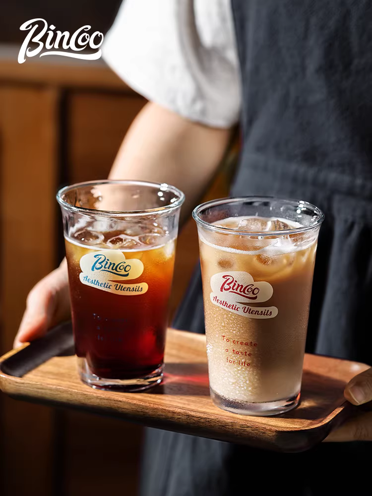 Ly cà phê thủy tinh Bincoo, ly latte thời trang, ly uống nước lạnh, ly Americano đá gia dụng tinh tế