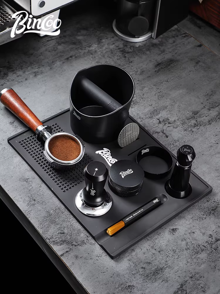 Bộ dụng cụ pha cà phê đa năng Bincoo: đệm nén, búa nén, dụng cụ phân phối bột, hộp đựng bã cà phê, đệm bảo quản 51mm58