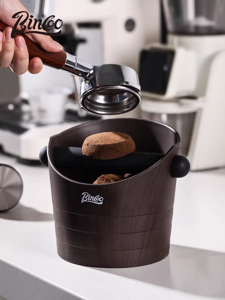 Hộp đựng bã cà phê Bincoo vân gỗ lớn dùng cho gia đình, dụng cụ chứa chất thải kiểu Ý, hộp đựng bã cà phê, dụng cụ nén cà phê.