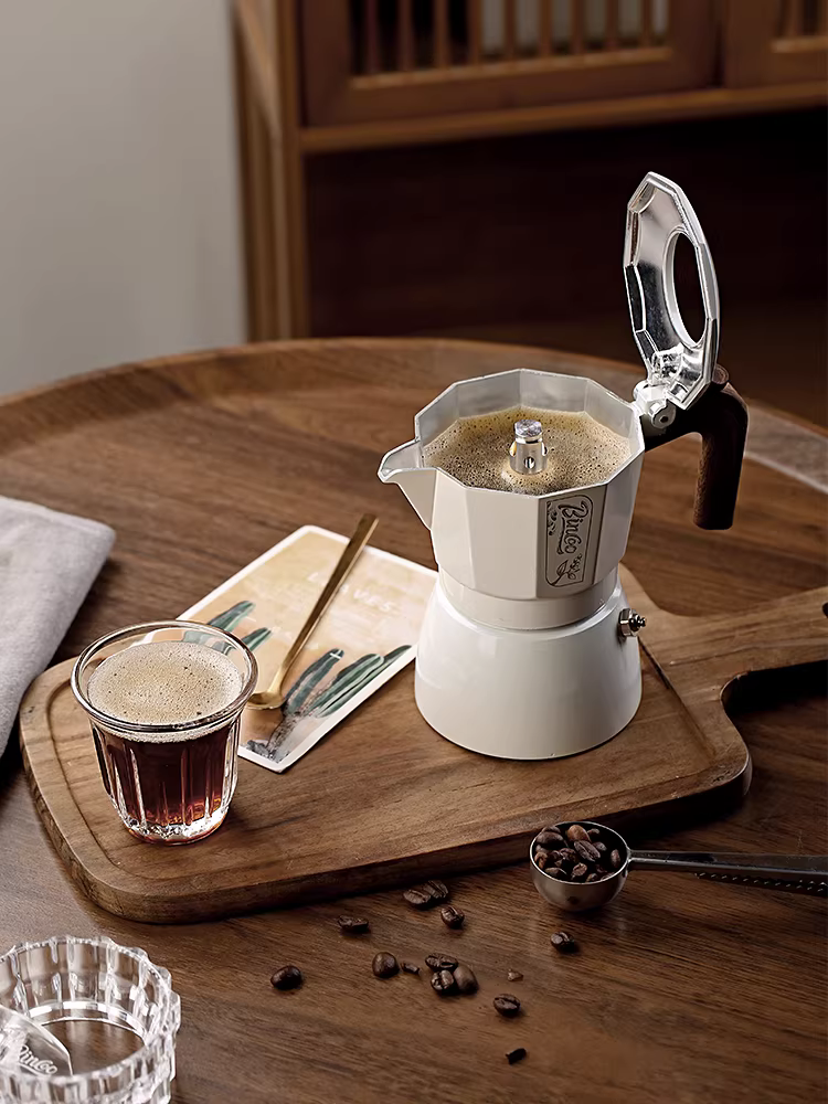 Bộ pha cà phê Moka Bincoo hai van, pha cà phê Espresso, chiết xuất nhiệt độ cao, dùng tại nhà, bộ pha cà phê Latte đá Mỹ