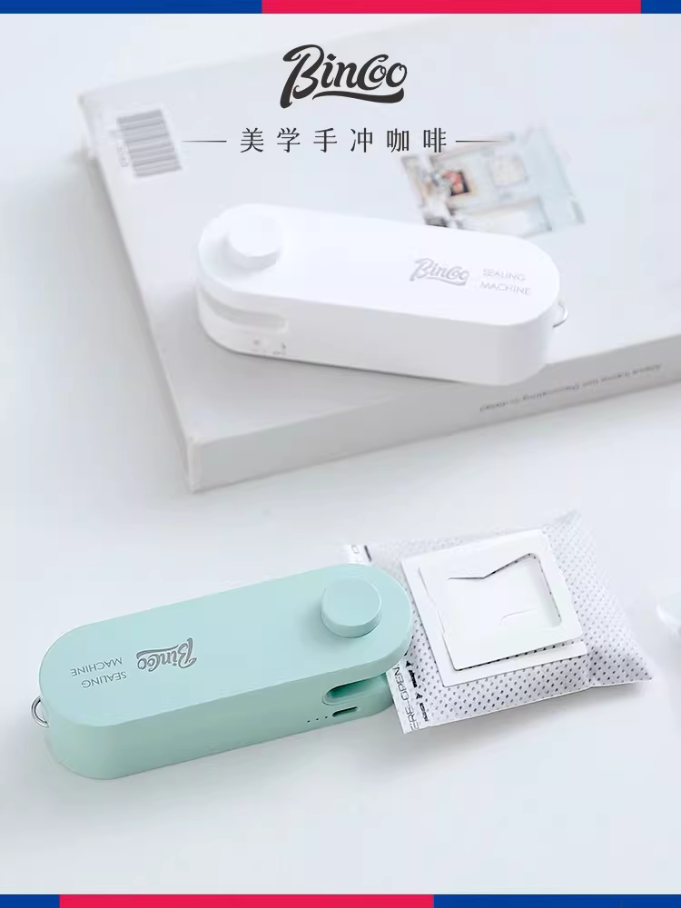Máy hàn miệng túi giấy lọc Bincoo mini, máy hàn nhựa nhỏ, máy hàn miệng túi đồ ăn nhẹ bằng tay, dụng cụ thần kỳ