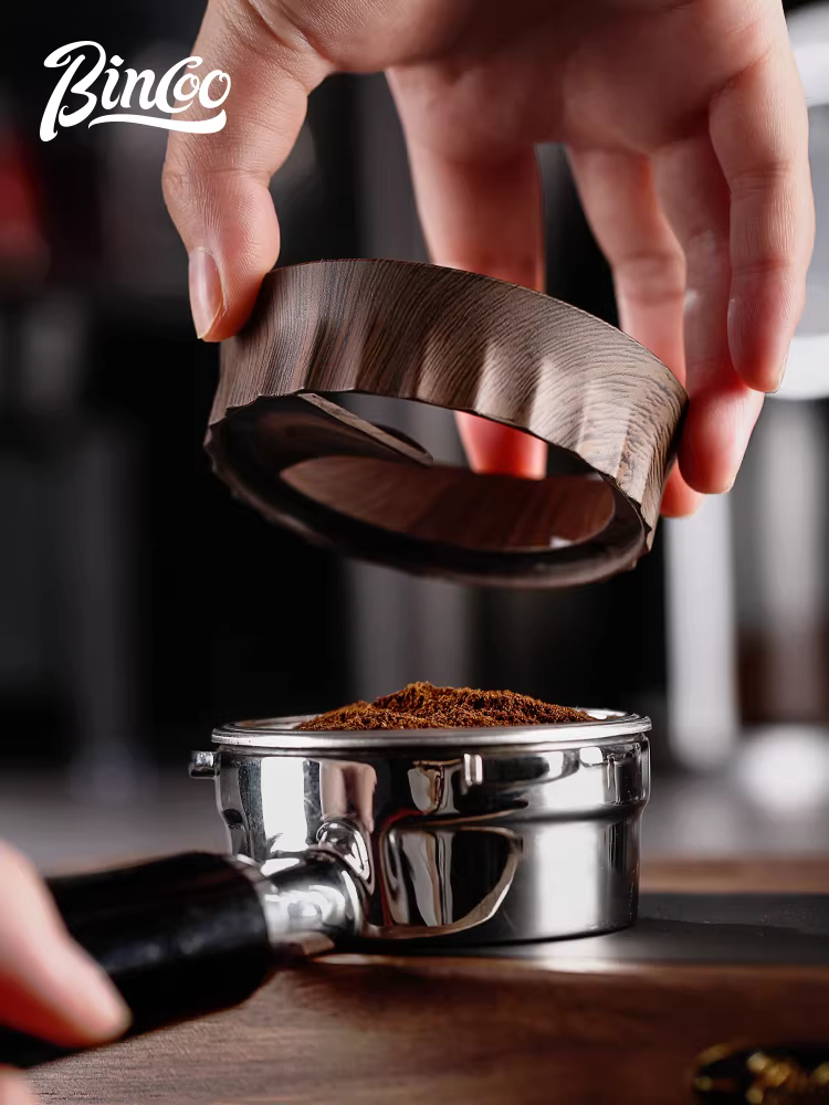 Vòng phân phối bột cà phê Bincoo, chất liệu gỗ, dành cho máy pha cà phê Espresso, kiểu từ tính, kích thước phổ thông 51/58mm