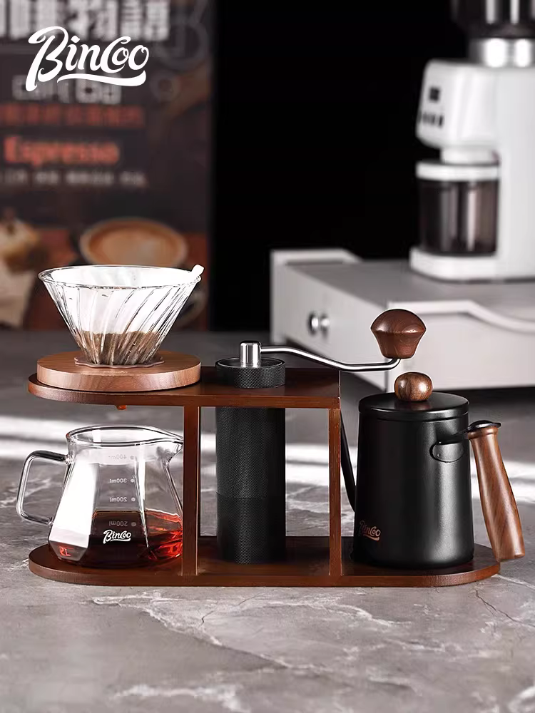 Bộ ấm pha cà phê thủ công Bincoo, máy pha cà phê xay tay, bộ pha cà phê hoàn chỉnh bằng tay, giá để ấm pha cà phê thủ công