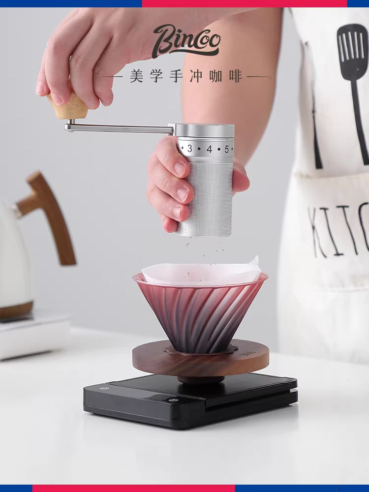 Bộ pha cà phê thủ công Bincoo Blackberry, gồm máy xay cà phê cầm tay, bộ lọc, cốc chia sẻ, ấm pha cà phê thủ công, bộ đầy đủ.