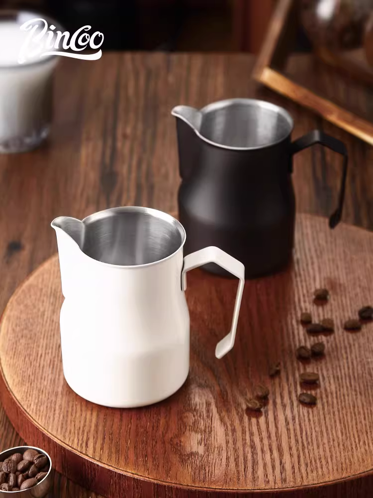 Cốc tạo bọt sữa bằng thép không gỉ Bincoo, vòi nhọn, dung tích 450/600ml, chuyên dụng cho latte art