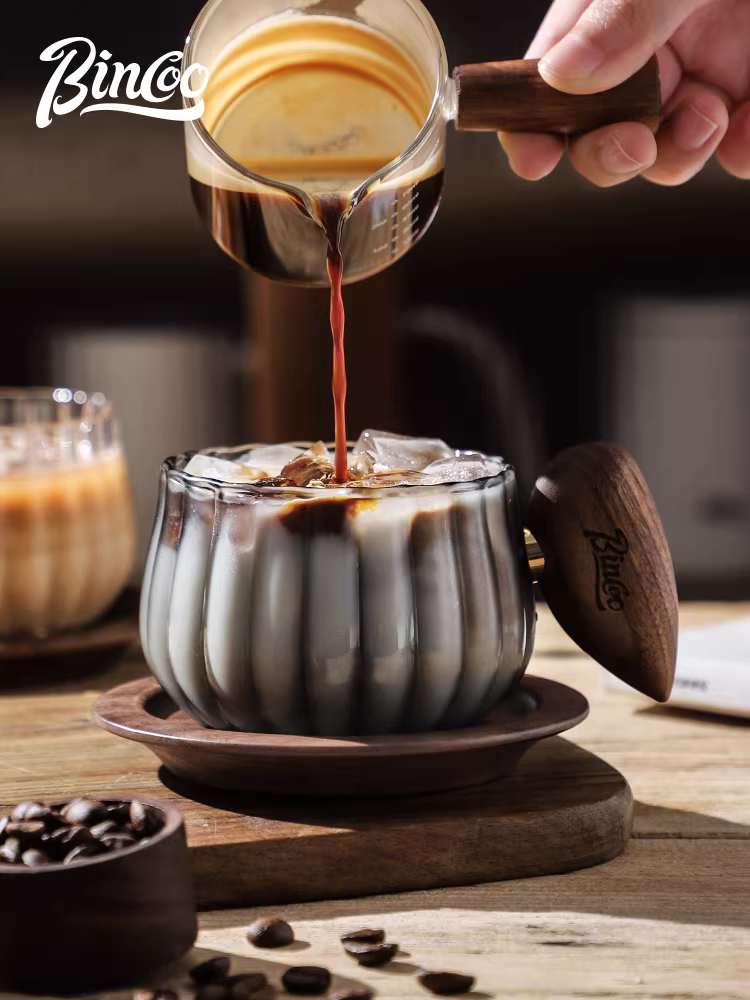 Tách trà cà phê cao cấp Bincoo dùng trong nhà, tách thủy tinh cá nhân tinh tế dành cho nữ với thìa, dùng được cho latte