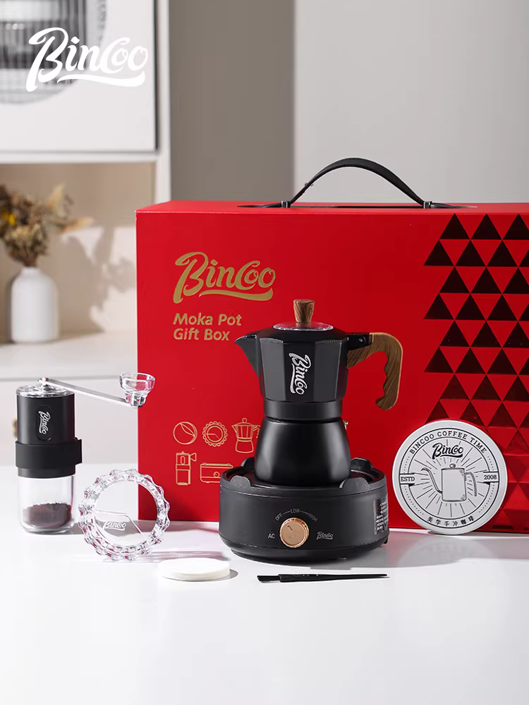Bộ pha cà phê Moka pot hai van Bincoo, hộp quà tặng, máy pha cà phê espresso, quà tặng sinh nhật tại nhà