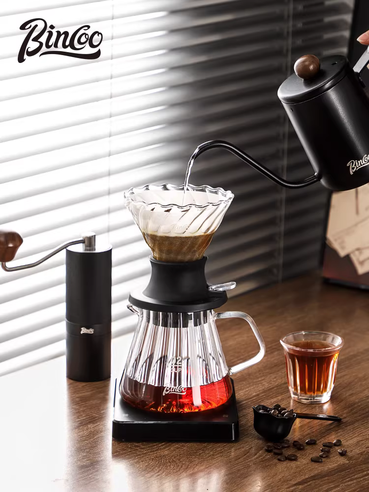Bộ pha cà phê Bincoo Pour-over, ấm chia sẻ, cốc lọc thông minh, bộ lọc chiết xuất, ấm vòi dài, dụng cụ pha cà phê
