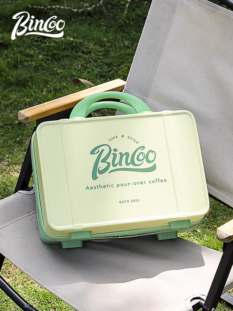 Bộ dụng cụ pha cà phê Bincoo Moka pot hai van, máy xay cà phê bằng tay, máy pha cà phê ngoài trời, thiết bị pha cà phê cắm trại, bộ dụng cụ bảo quản