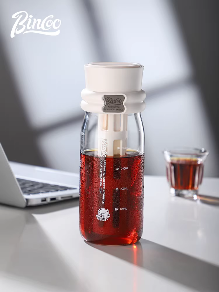Bình pha cà phê lạnh bằng thủy tinh Bincoo với bộ lọc 300 mesh, cốc pha cà phê lạnh dùng tại nhà, bình pha cà phê lạnh, di động