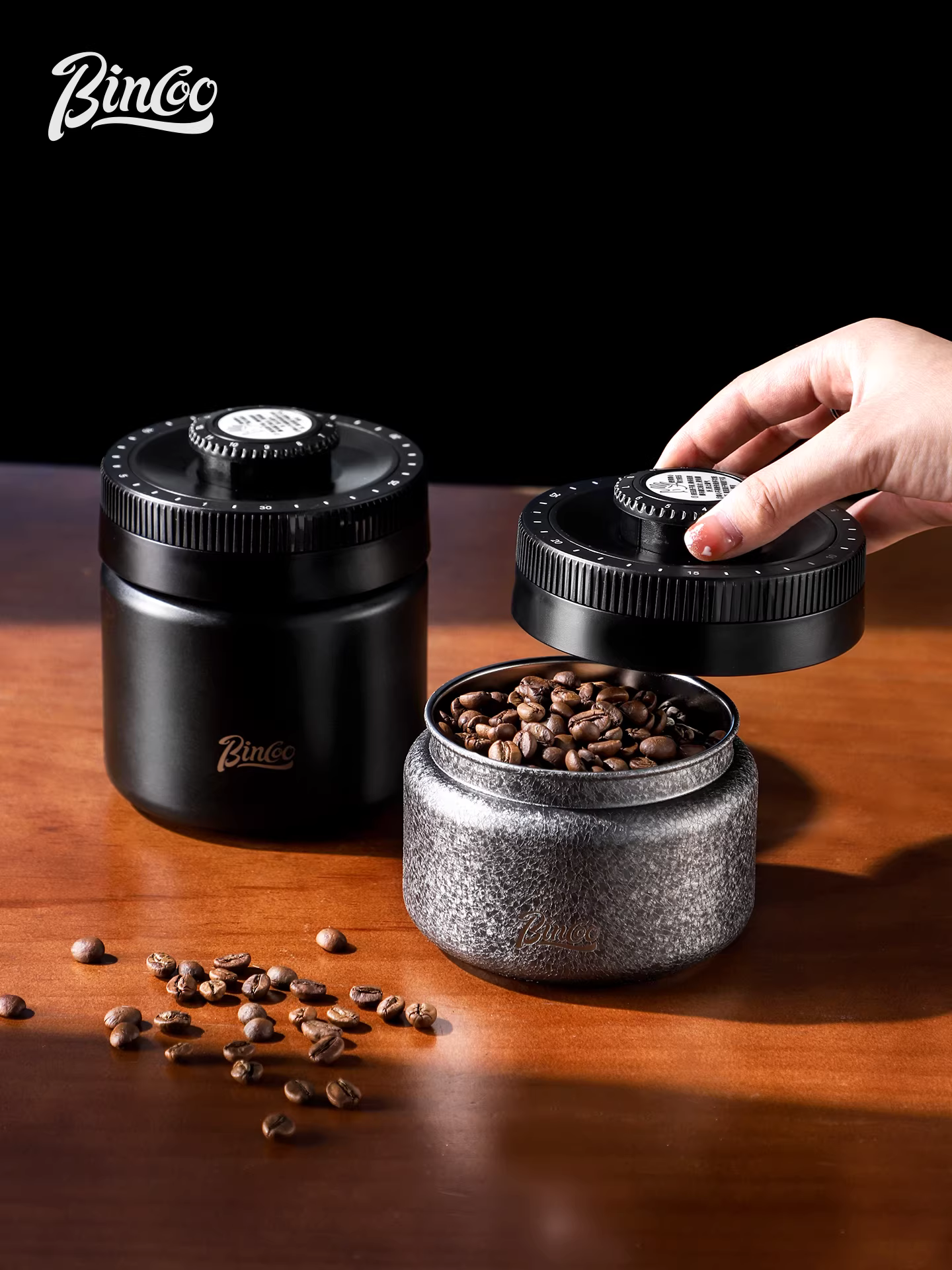 Hộp đựng cà phê hạt Bincoo hút chân không, bột cà phê pha thủ công kiểu Ý, hộp đựng bằng thép không gỉ, hộp bảo quản giữ tươi